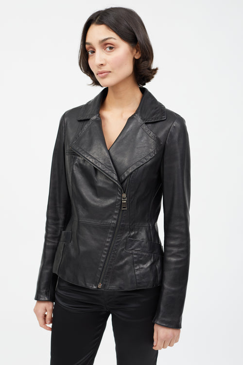 Prada Black Leather Moto Jacket