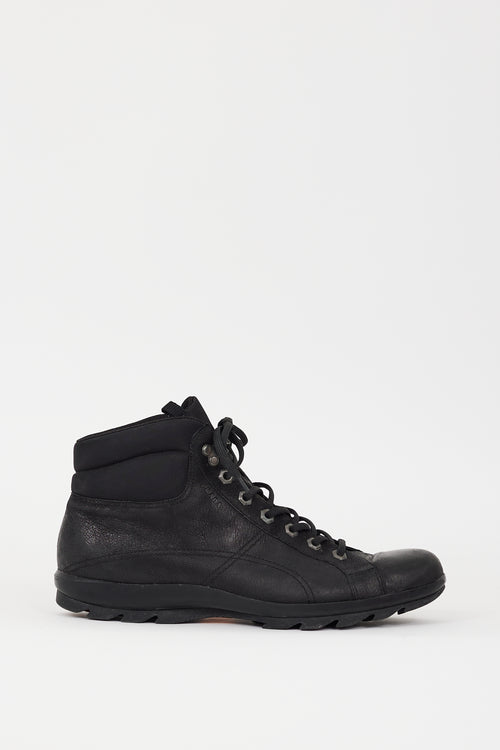 Prada Black Leather & Nylon Sneaker