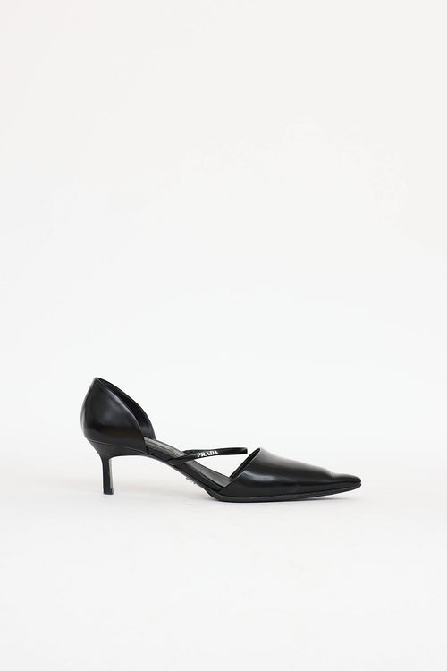 Prada Black Leather Pointed Toe Heel
