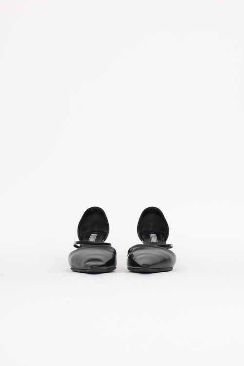 Prada Black Leather Pointed Toe Heel
