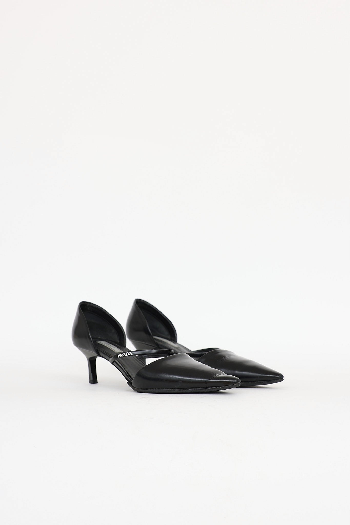 Prada Black Leather Pointed Toe Heel