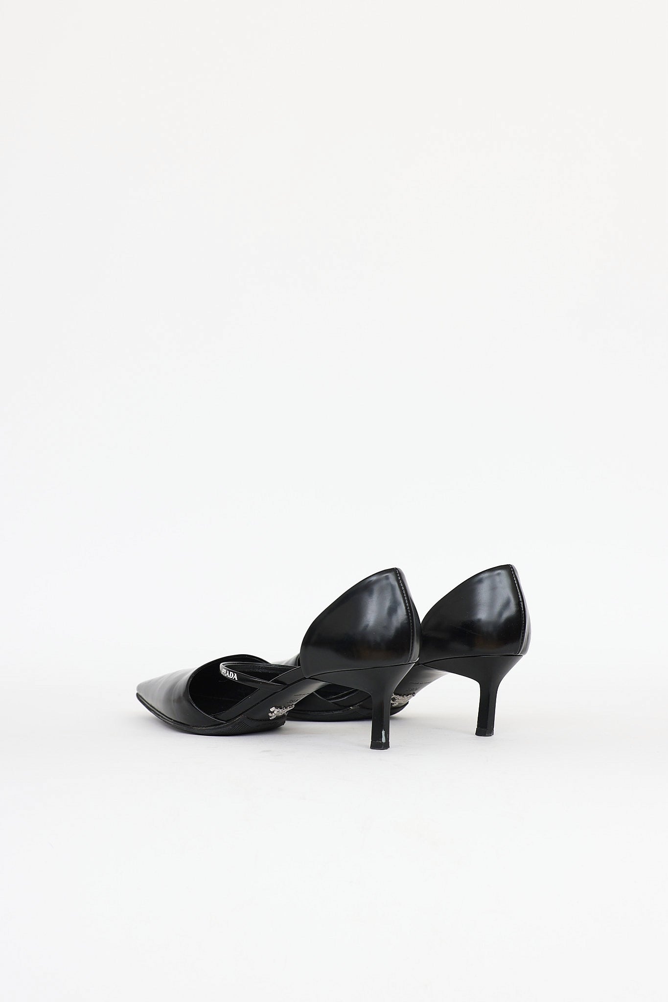 Prada Black Leather Pointed Toe Heel