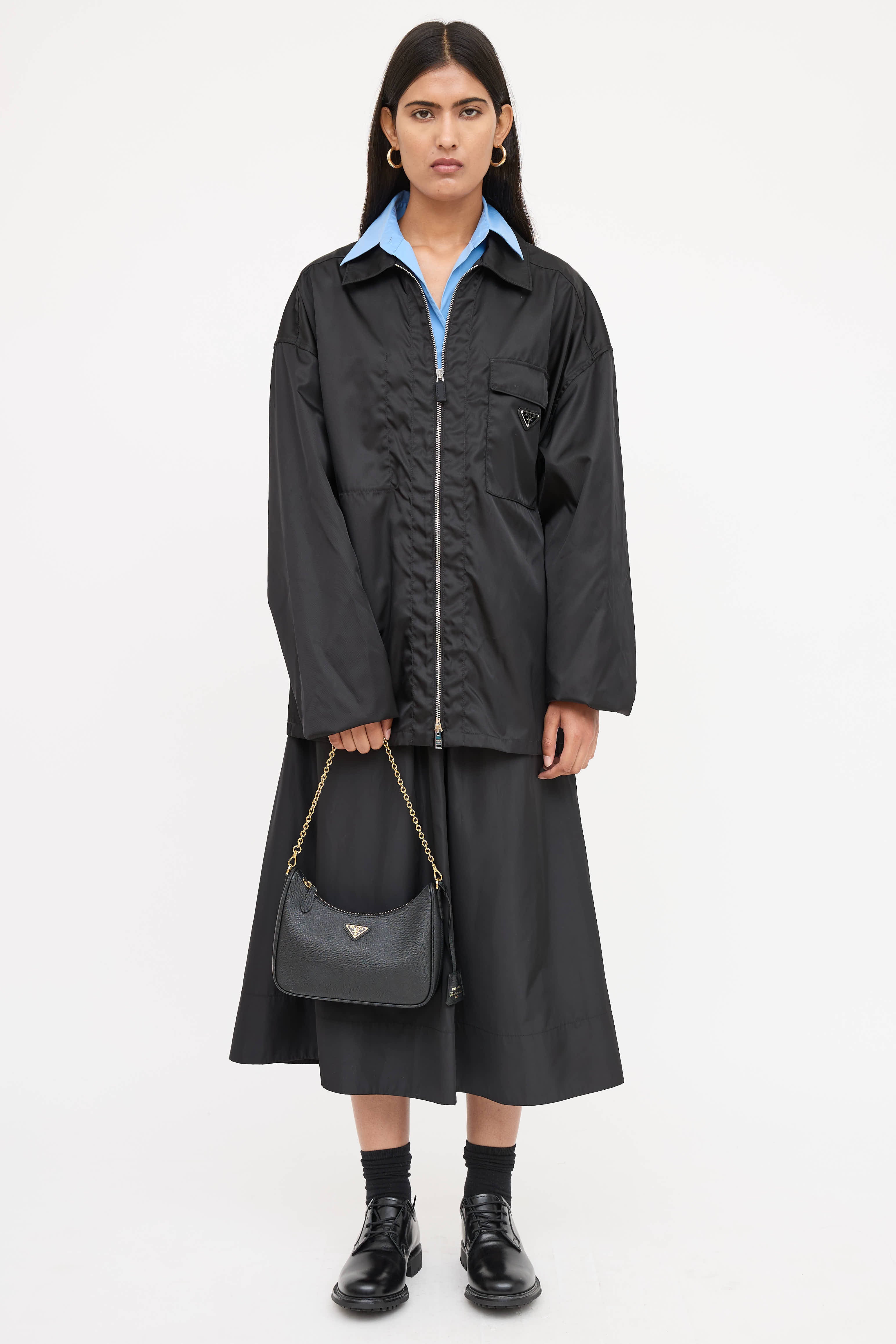 Prada Black Saffiano Leather Re-Edition 2005 Shoulder Bag