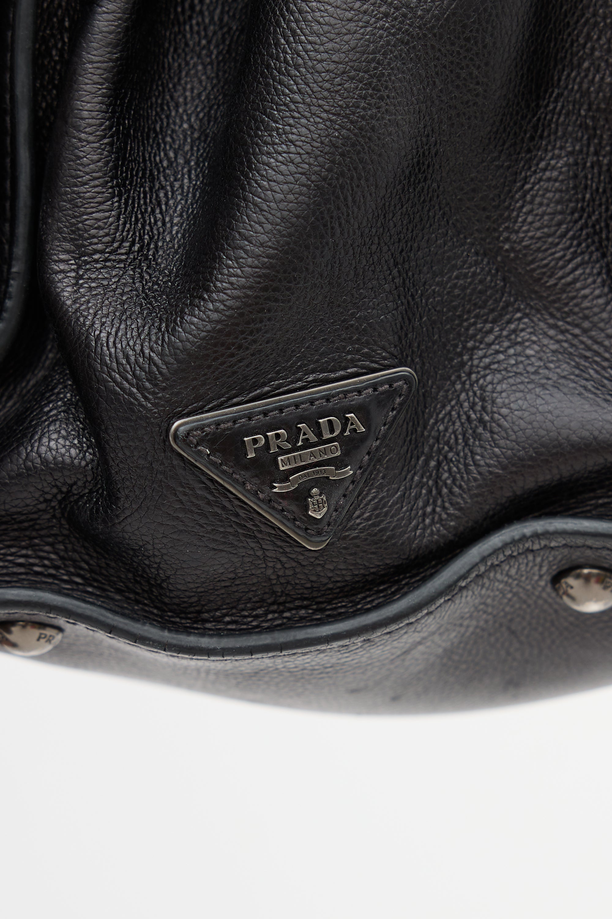 Prada Black Leather Sound Lock Bag