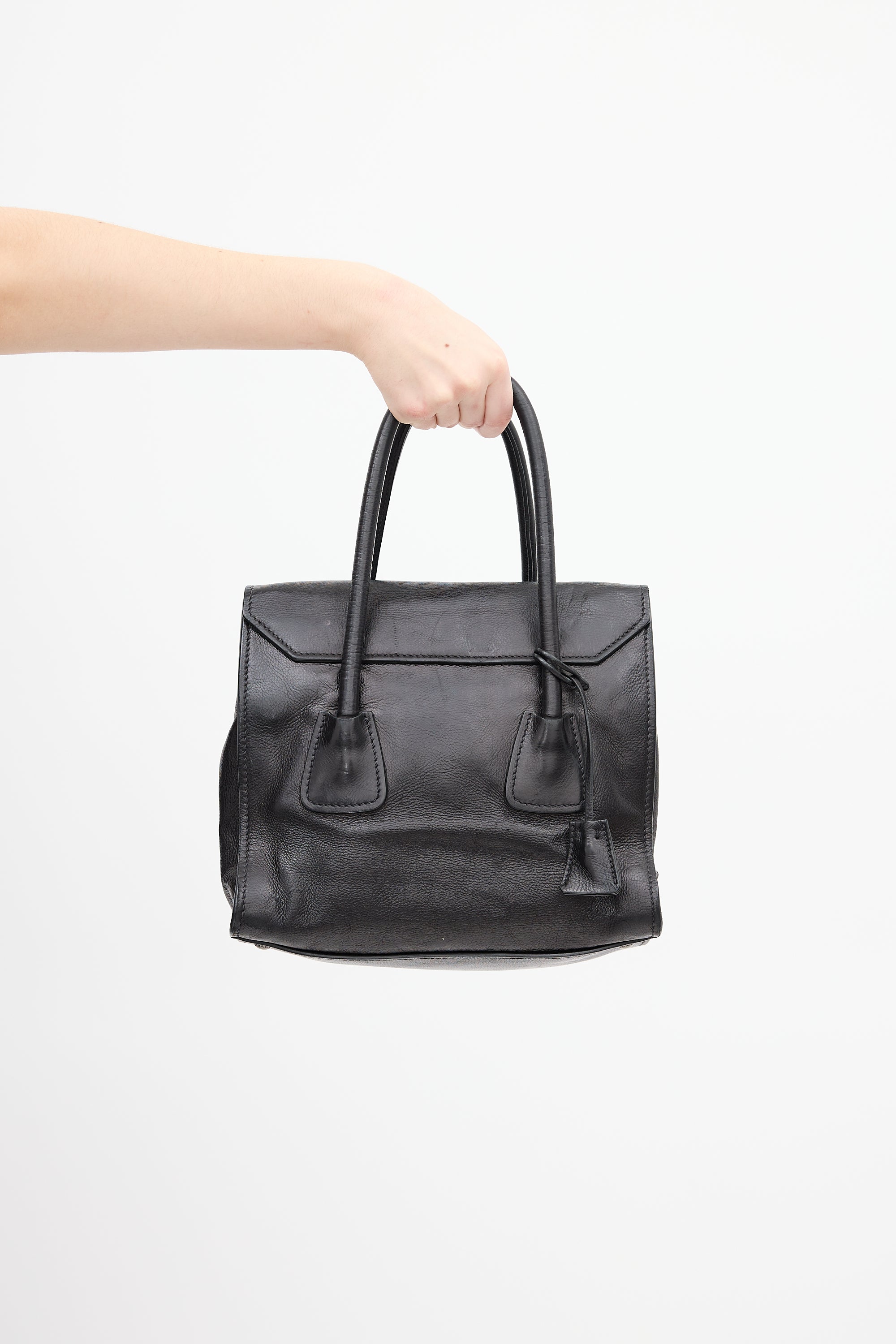 Prada Black Leather Sound Lock Bag