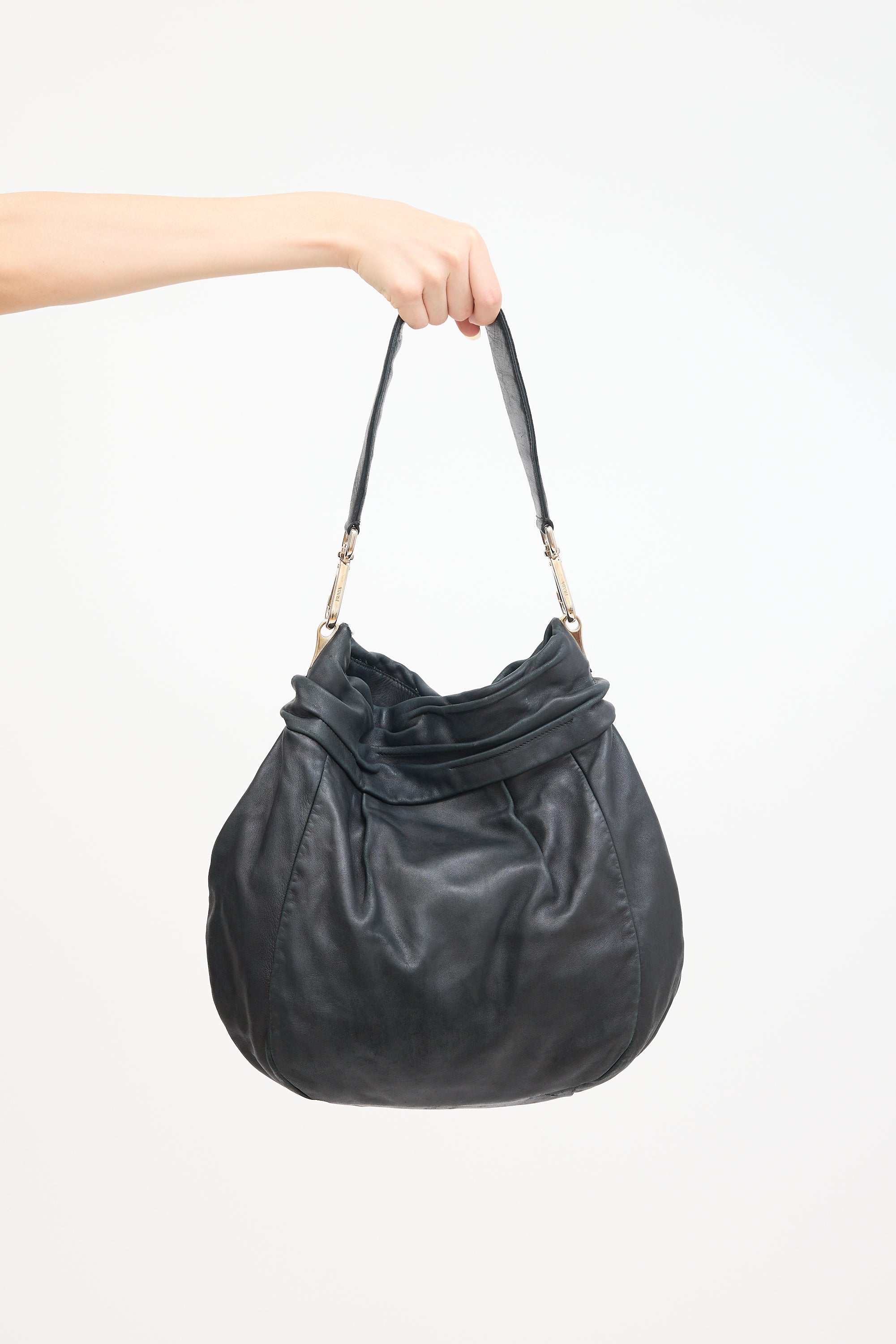 Prada Black Leather Two Way Shoulder Bag