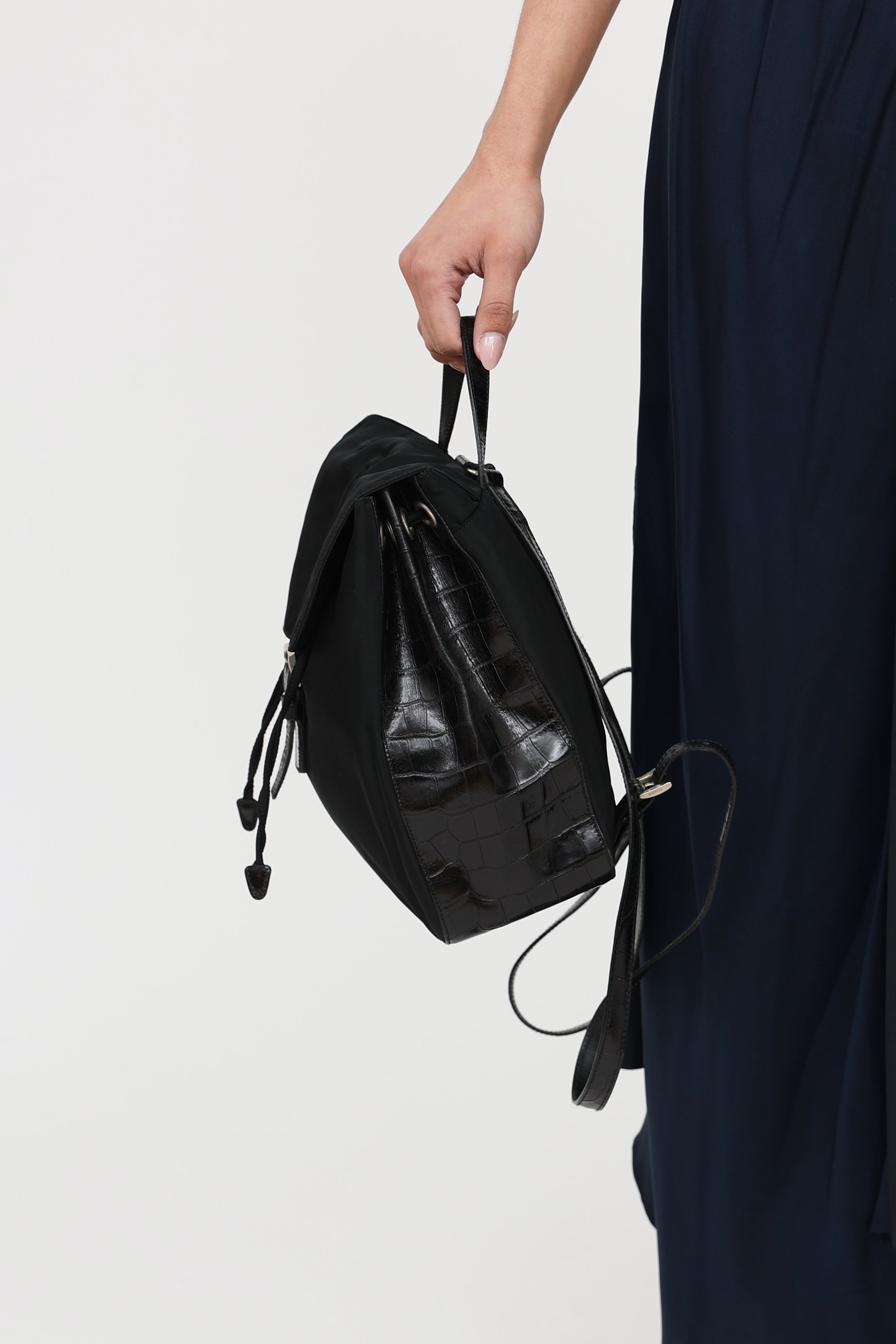 Prada 90's Tessuto Leather Embossed  Backpack