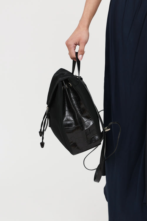 Prada 90's Tessuto Leather Embossed  Backpack