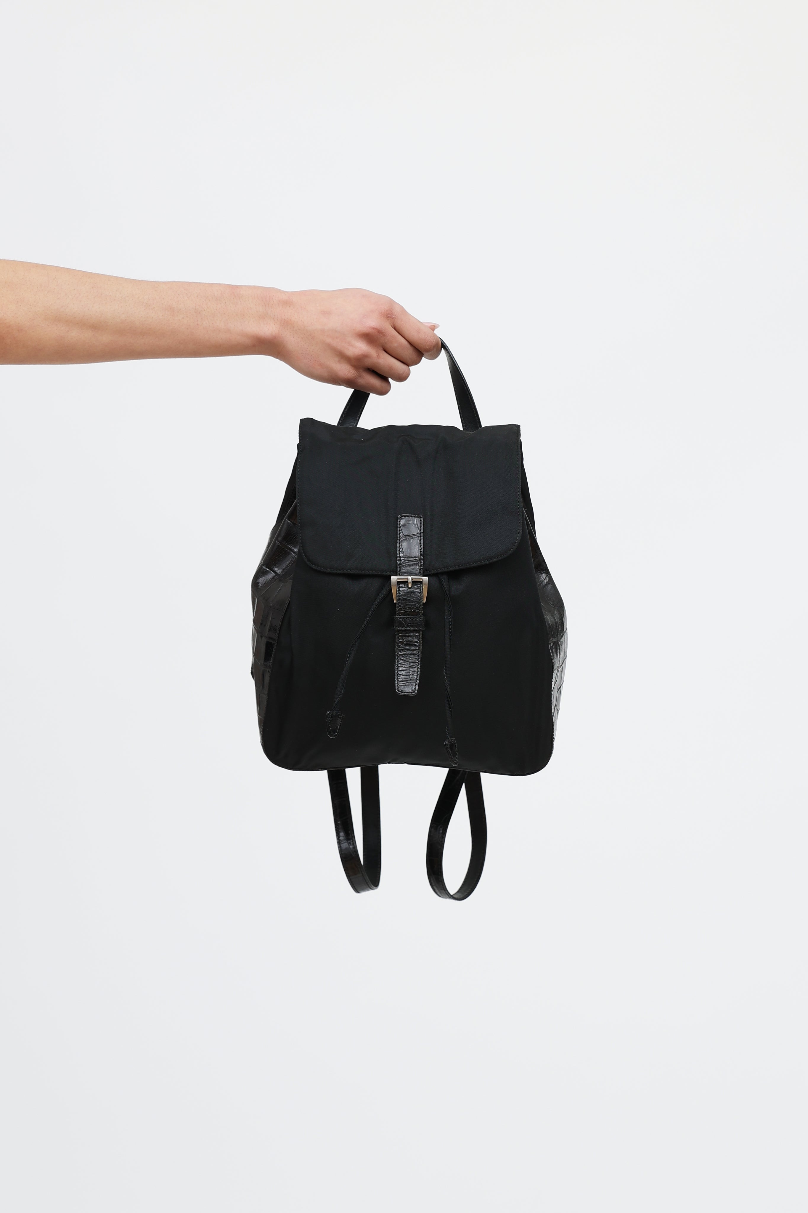 Prada 90's Tessuto Leather Embossed  Backpack