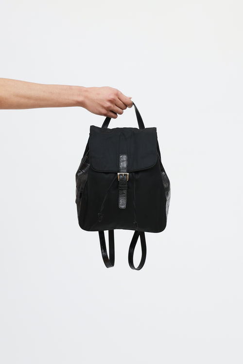 Prada 90's Tessuto Leather Embossed  Backpack