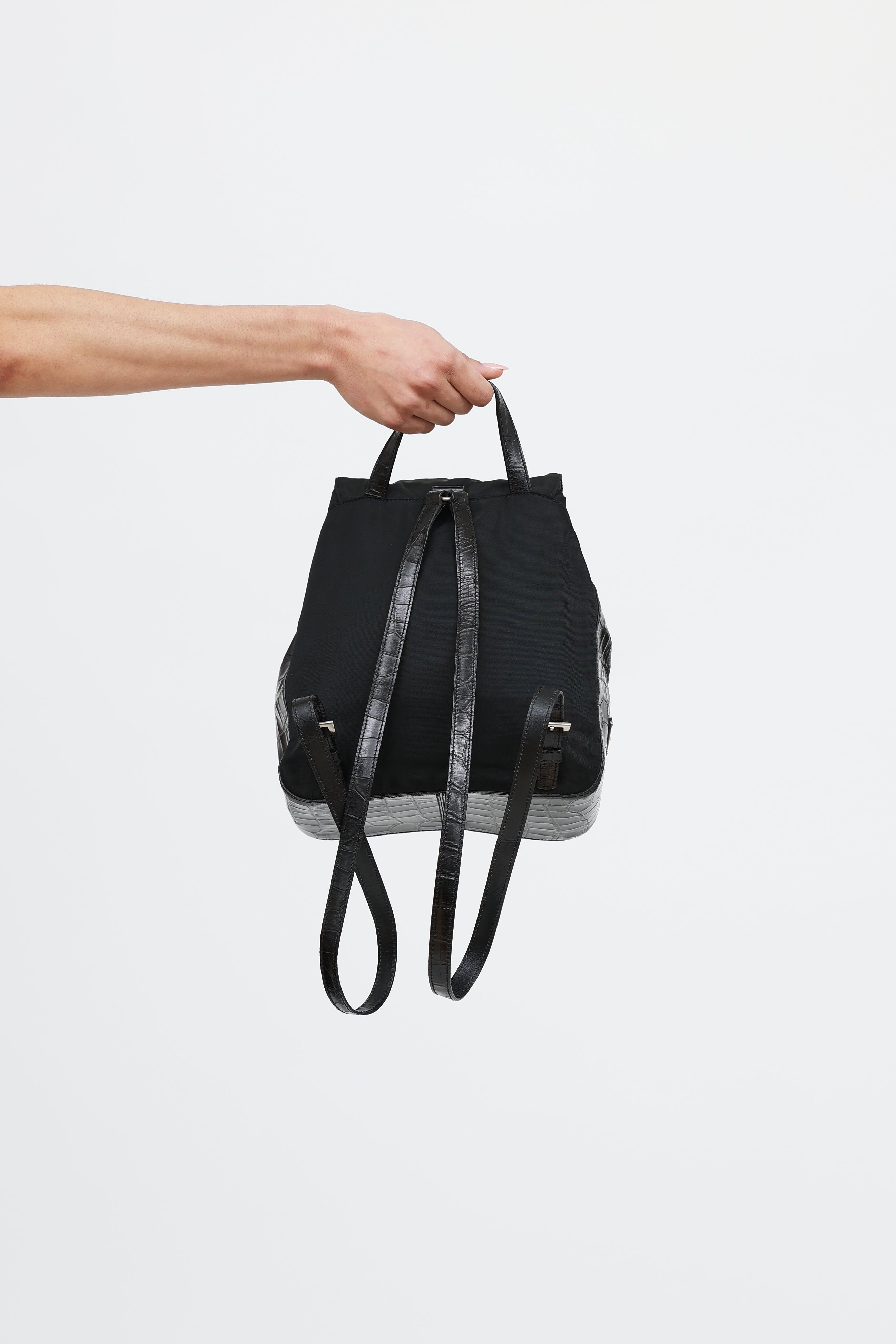 Prada 90's Tessuto Leather Embossed  Backpack