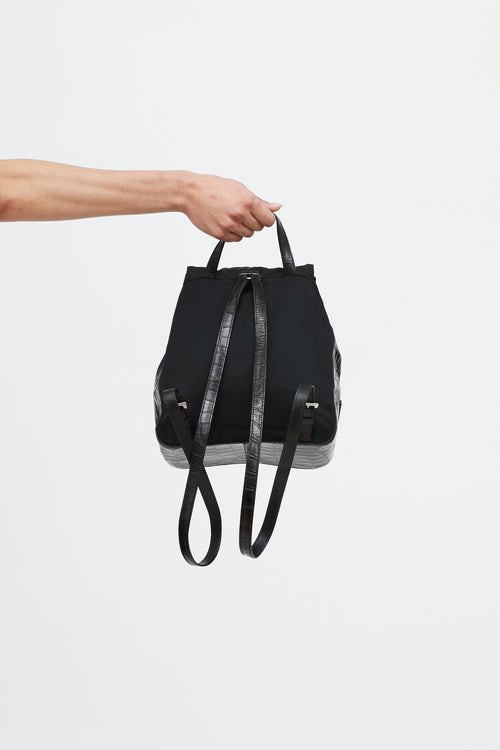 Prada 90's Tessuto Leather Embossed  Backpack