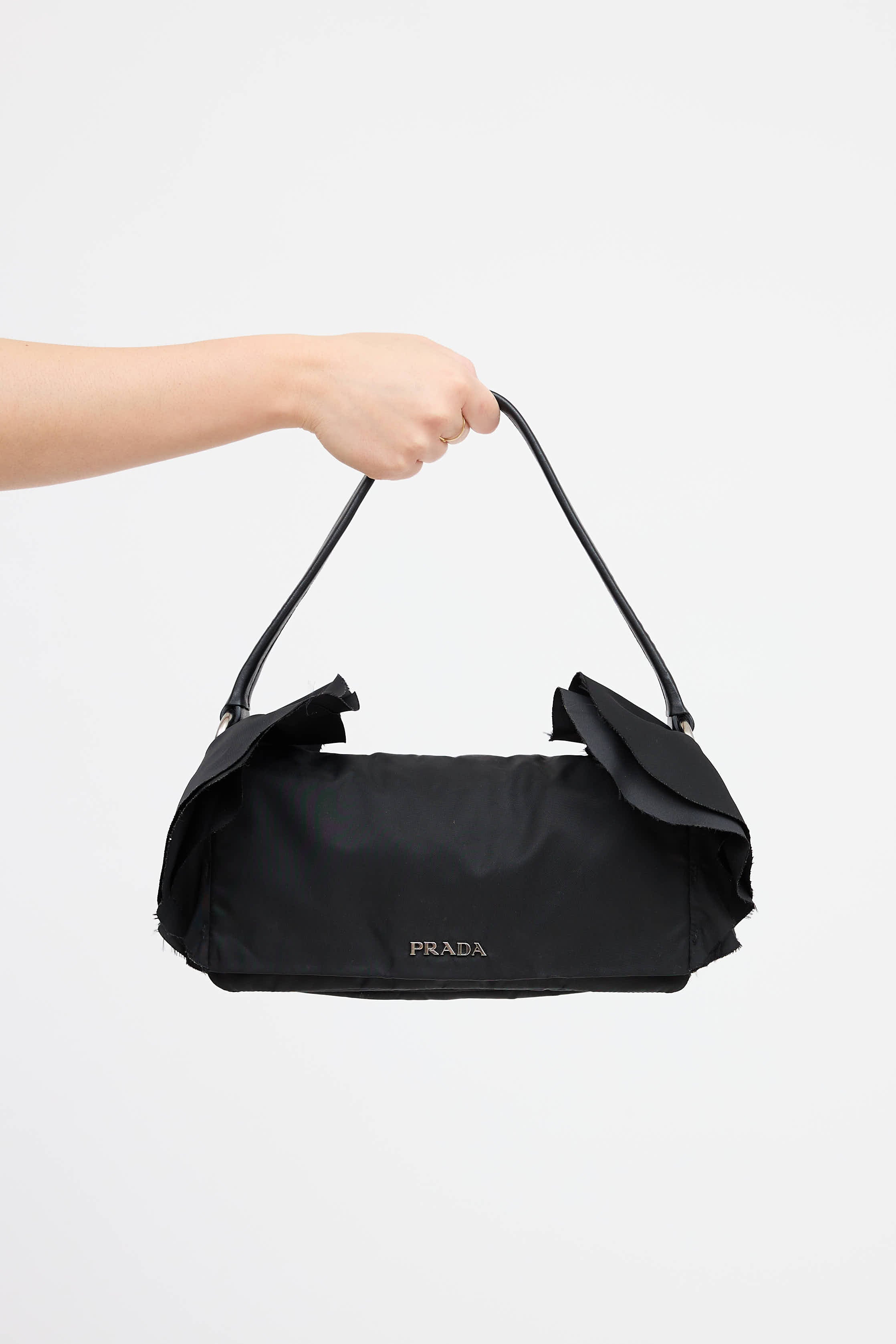 Prada Tessuto Ruffle Shoulder Bag