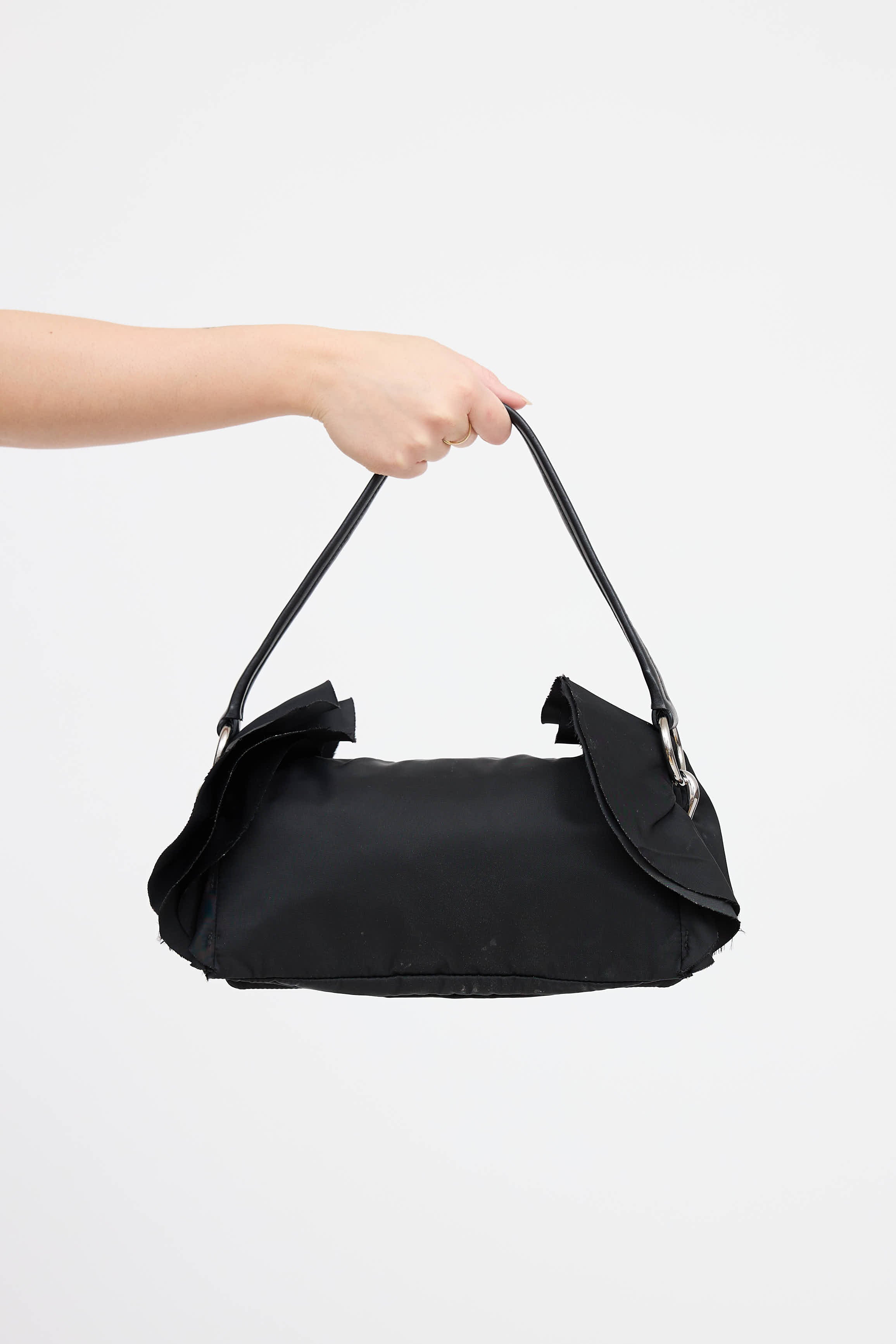 Prada Tessuto Ruffle Shoulder Bag