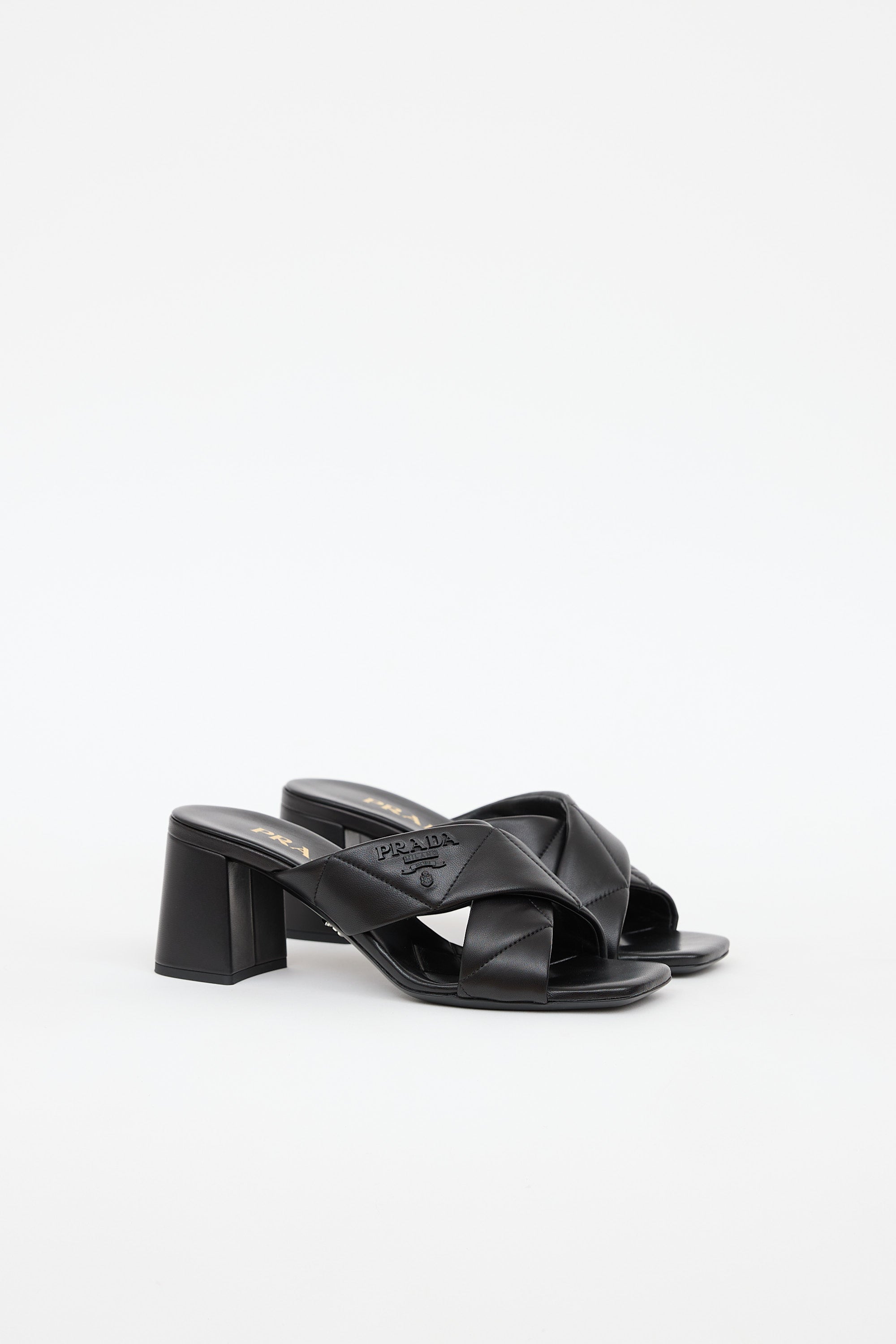 Prada Quilted Criss Cross Mule