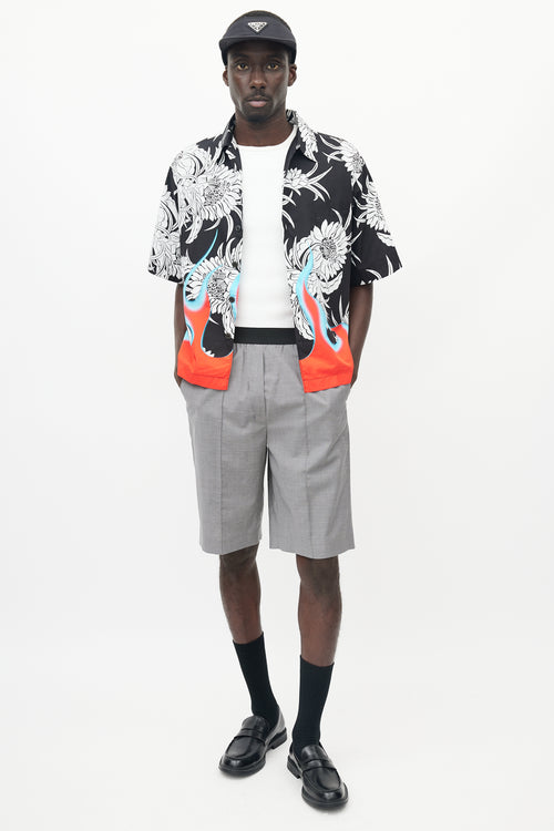 Prada Black & Multicolour Floral Flame Shirt