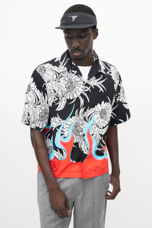 Prada Black & Multicolour Floral Flame Shirt