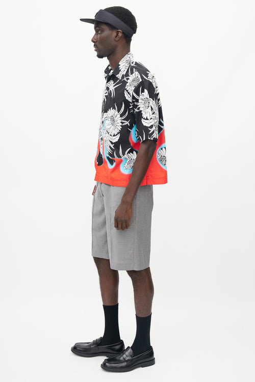 Prada Black & Multicolour Floral Flame Shirt