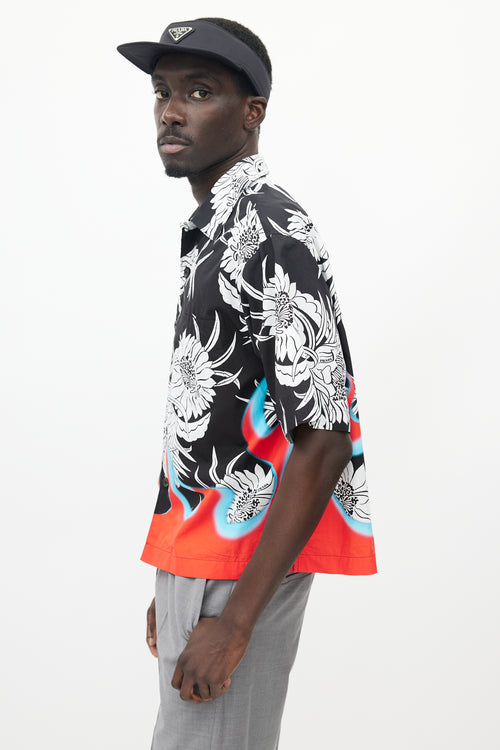 Prada Black & Multicolour Floral Flame Shirt