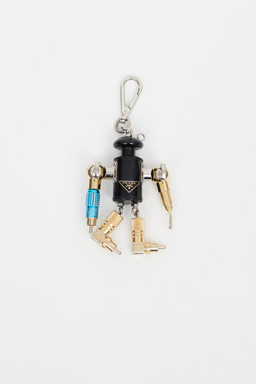 Prada Black & Multi Robot Keychain