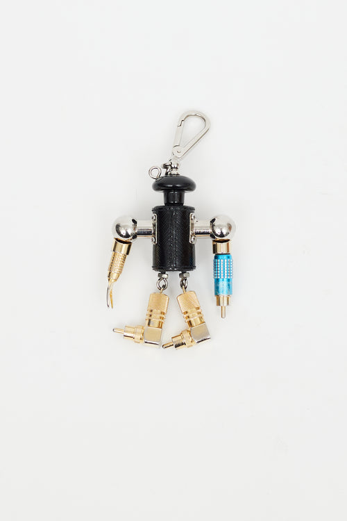 Prada Black & Multi Robot Keychain