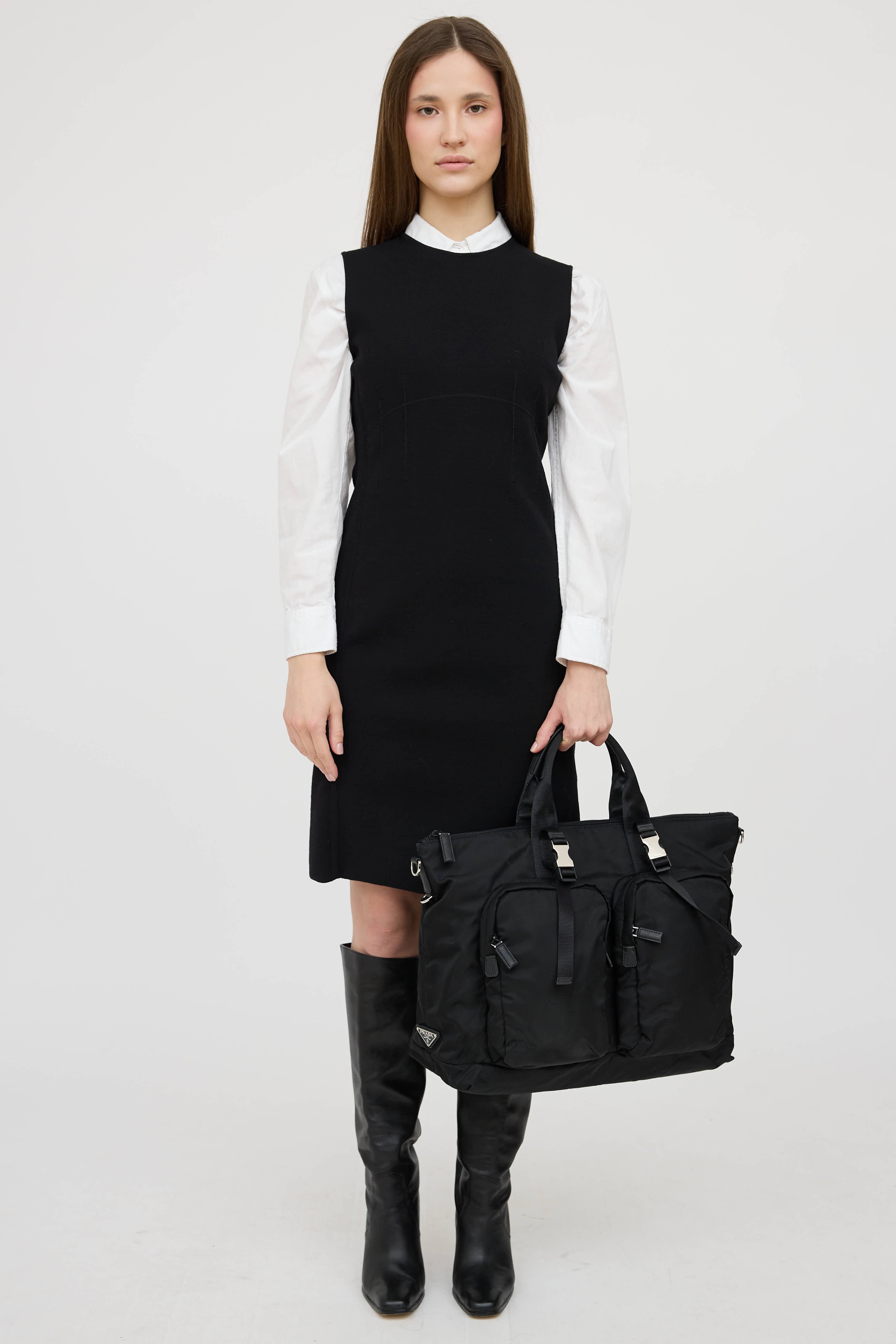 PradaNylon Double Pocket Duffle Bag