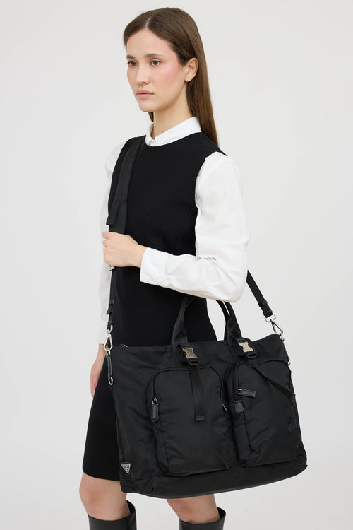 PradaNylon Double Pocket Duffle Bag
