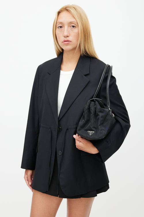 Prada Black Nylon & Leather Easy Shoulder Bag