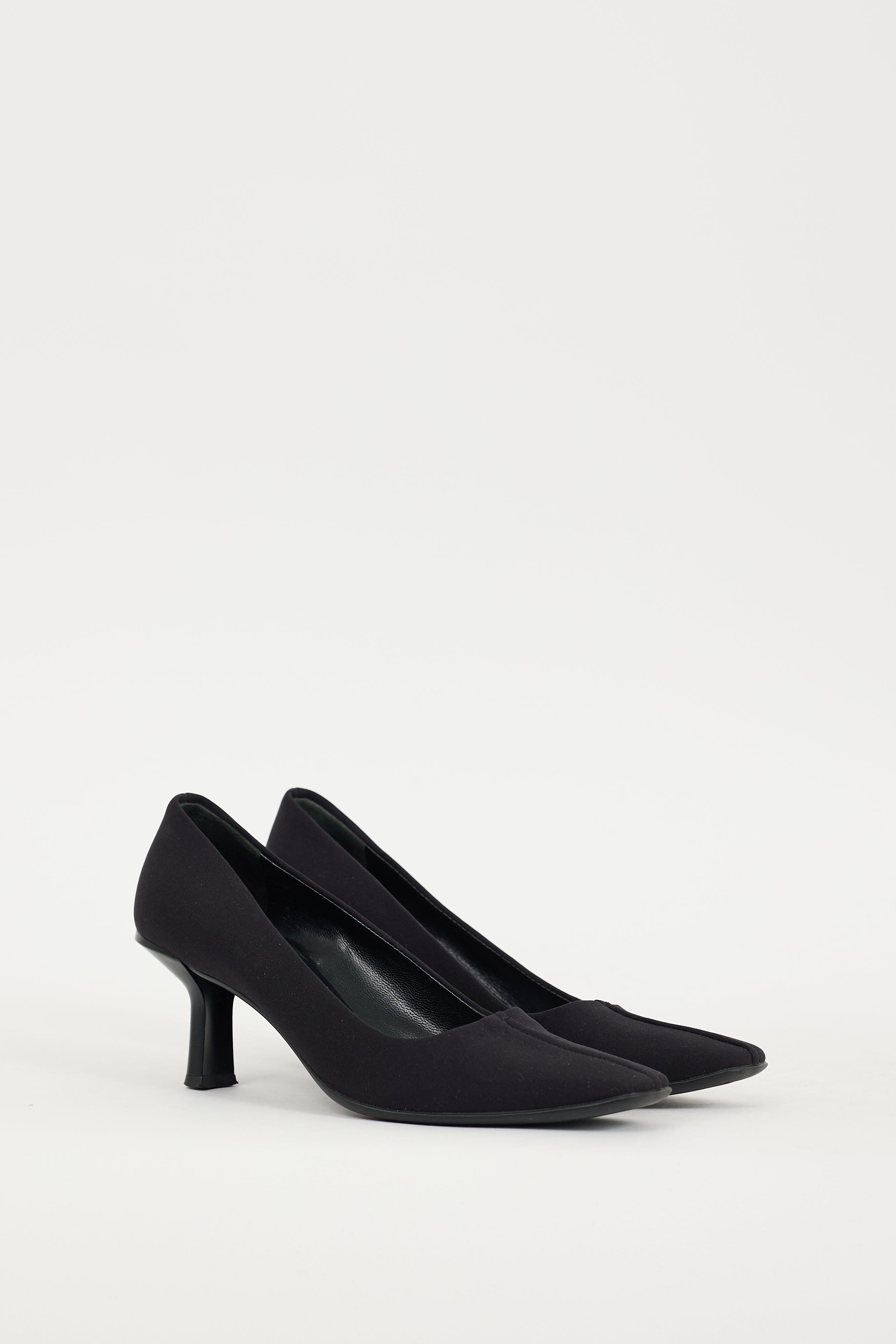 Prada Black Nylon Square Toe Heel
