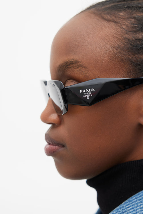 Prada Black & Silver PR17WS Rectangular Sunglasses