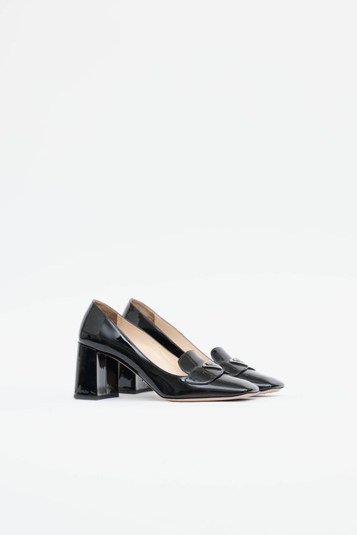 Prada Patent Logo Block Heel