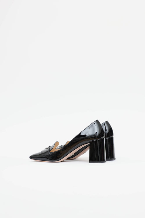 Prada Patent Logo Block Heel