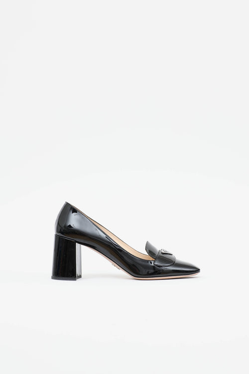 Prada Patent Logo Block Heel