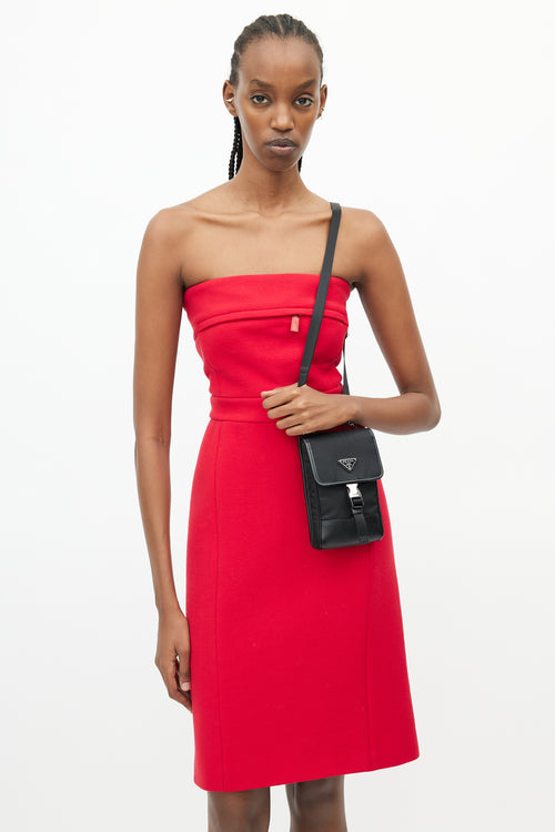 Prada Black Re-Nylon & Saffiano Smartphone Crossbody Bag