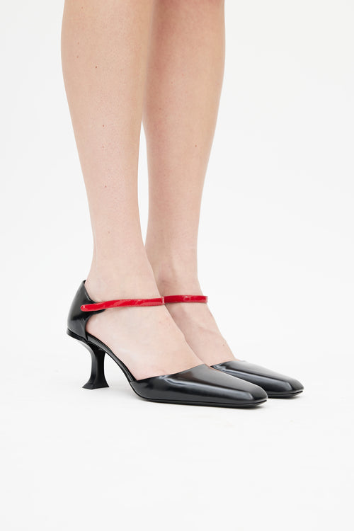 Prada Black & Red Patent Pump