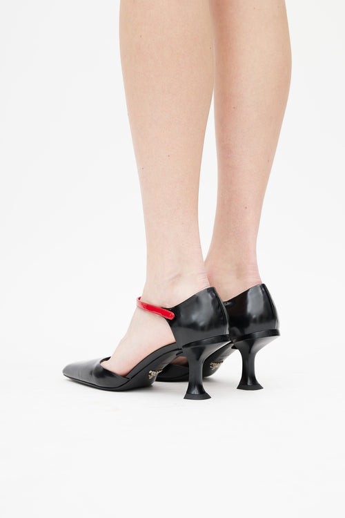 Prada Black & Red Patent Pump