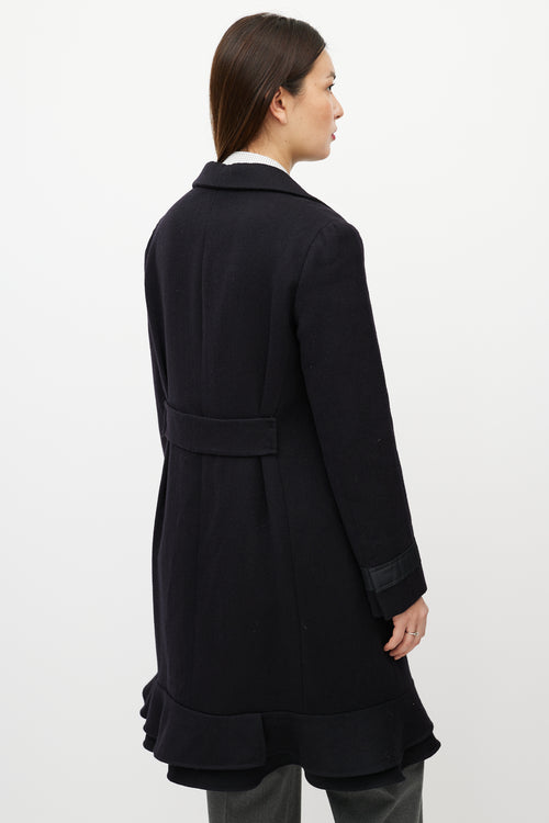 Prada Black Wool & Cashmere Ruffle Coat