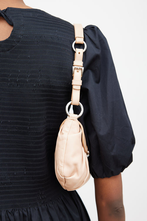 Prada Beige Vitello & Embossed Leather Shoulder Bag