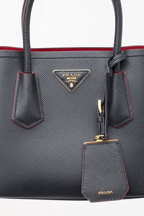 Prada Black Saffiano Leather Double Mini Bag