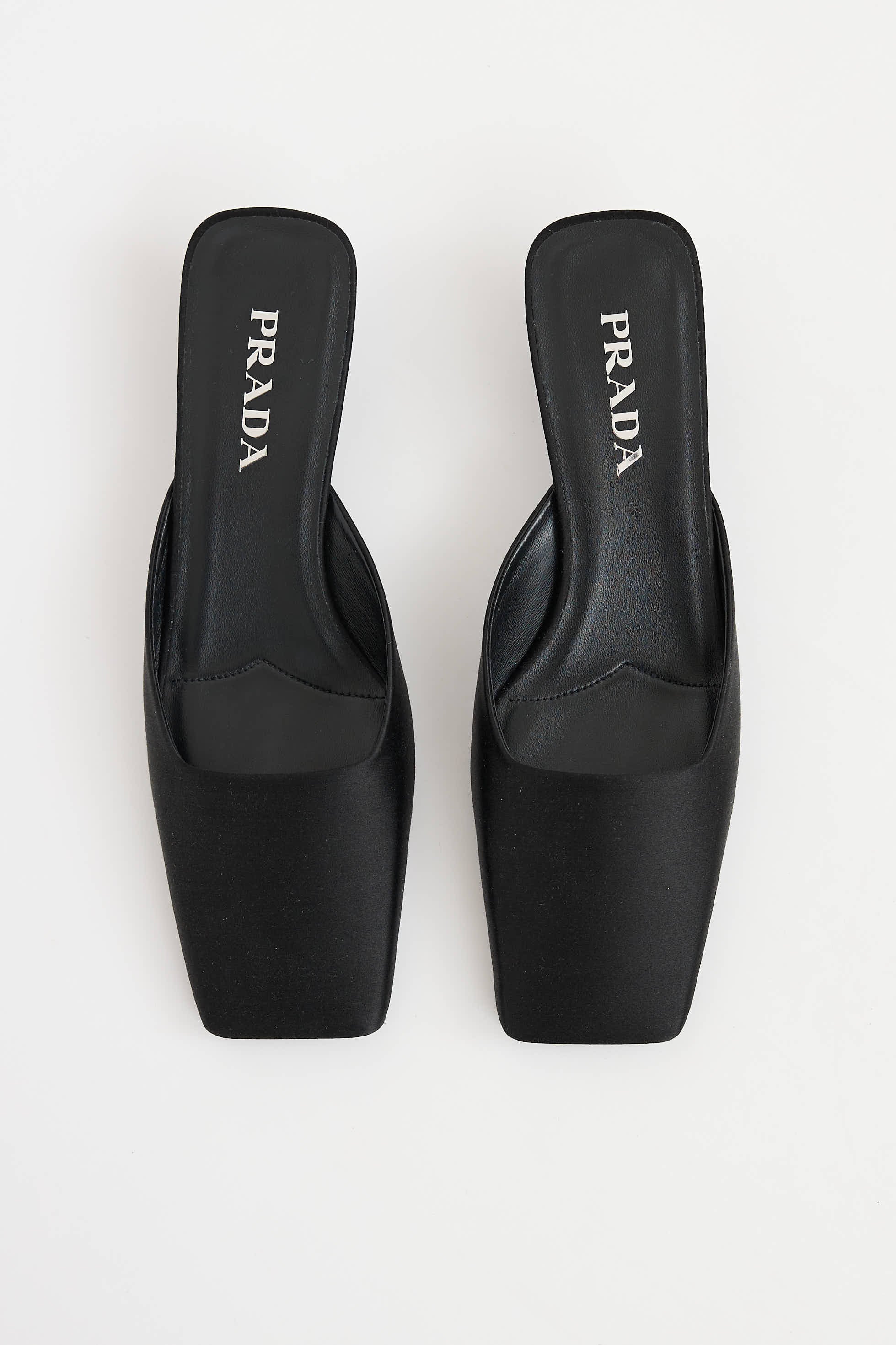 Prada Satin Square Toe Mule