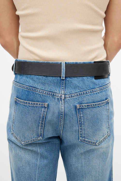Prada Black & Silver Leather Jewel Belt