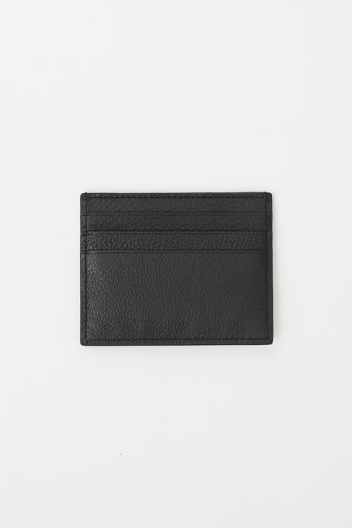 Prada Black & Silver Leather Logo Cardholder