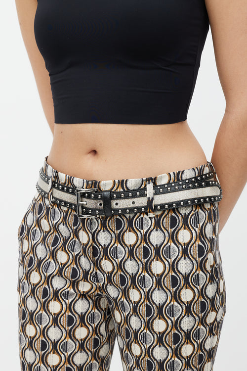 Prada Black & Silver Studded Belt
