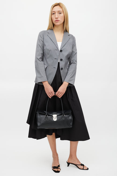 Prada Black & Silver Vitello Leather Bag