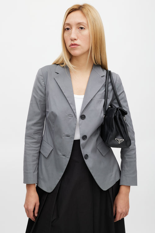 Prada Black & Silver Vitello Leather Bag