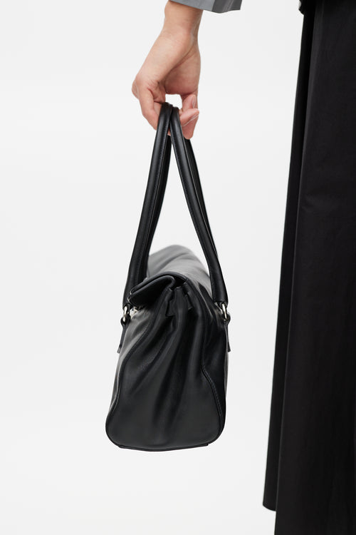 Prada Black & Silver Vitello Leather Bag