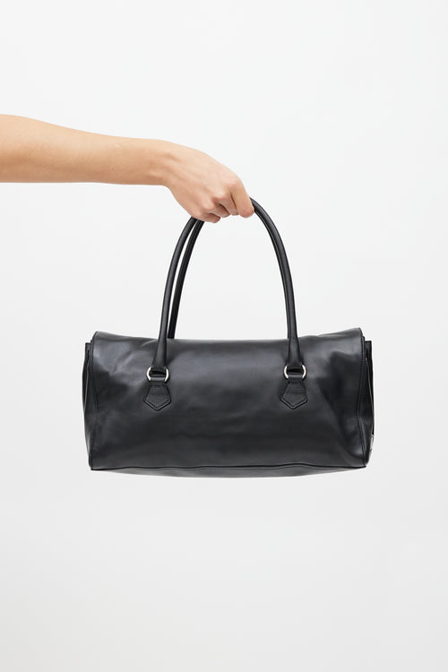 Prada Black & Silver Vitello Leather Bag