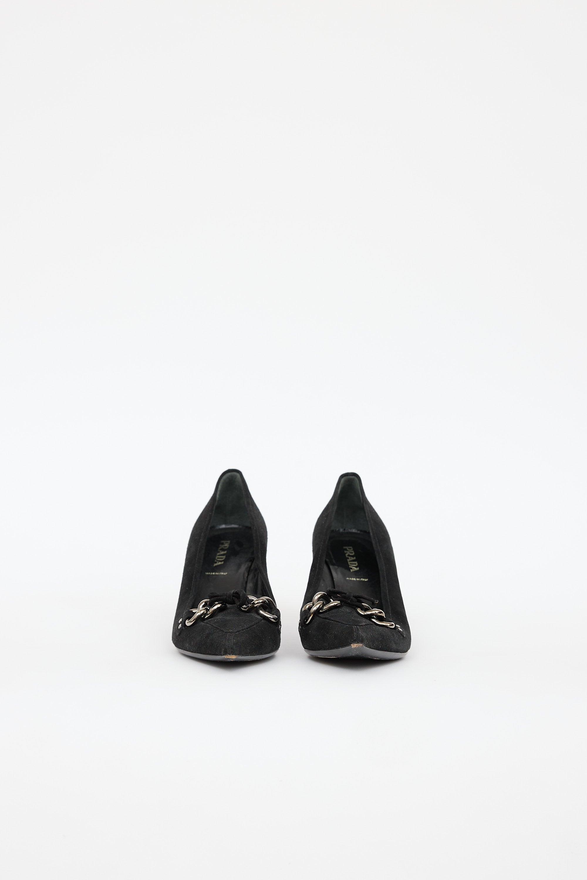 Prada Suede Chain Kitten Heel