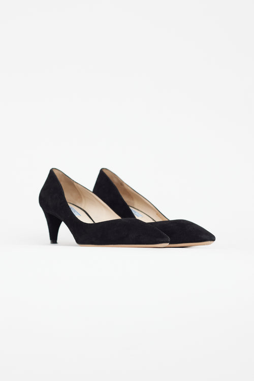 Prada Black Suede Pointed Toe Heel