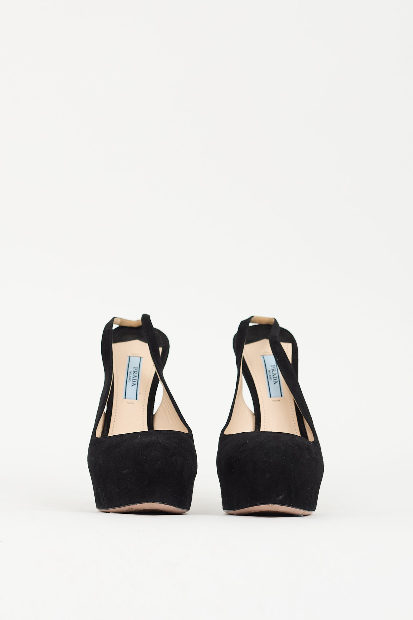 Prada Black Suede Slingback Platform Pump